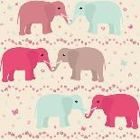 Romantic Seamless Pattern with Elephants-elein-Art Print