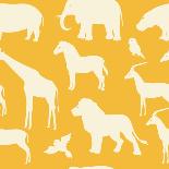 Seamless Pattern with African Animal Silhouettes-elein-Art Print