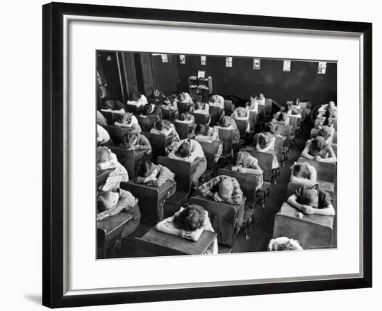 Elementary School Children with Heads Down on Desk During Rest Period in Classroom-Alfred Eisenstaedt-Framed Photographic Print