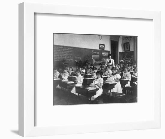 Elementary School Girls Learning Sewing-null-Framed Photographic Print