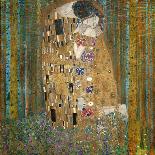 Collage Design with Painting Elements - The Kiss & Tannenwald (Pine Forest)-Elements of Gustav Klimt-Framed Premium Giclee Print