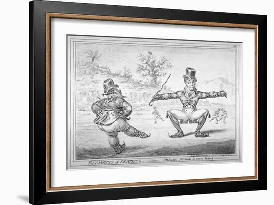 Elements of Skateing. Attitude! Attitude Is Every Thing!, 1805-James Gillray-Framed Giclee Print