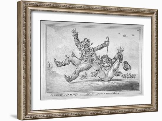 Elements of Skateing. Making the Most of a Passing Friend, in a Case of Emergency!, 1805-James Gillray-Framed Giclee Print