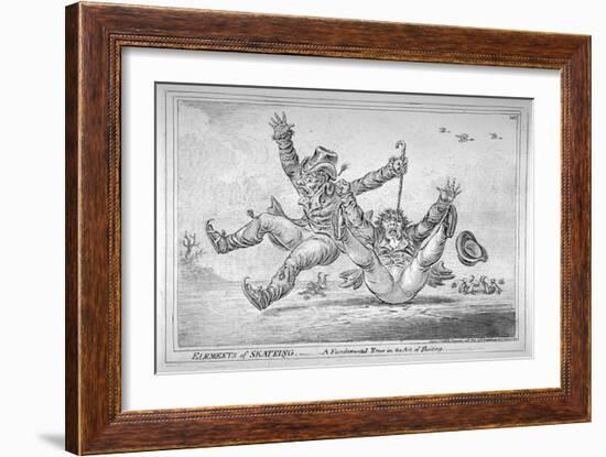 Elements of Skateing. Making the Most of a Passing Friend, in a Case of Emergency!, 1805-James Gillray-Framed Giclee Print