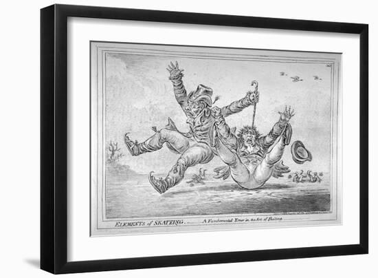 Elements of Skateing. Making the Most of a Passing Friend, in a Case of Emergency!, 1805-James Gillray-Framed Giclee Print