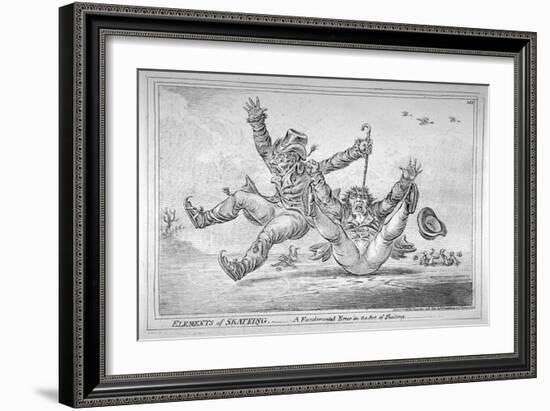 Elements of Skateing. Making the Most of a Passing Friend, in a Case of Emergency!, 1805-James Gillray-Framed Giclee Print