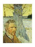 Collage Design with Painting Elements - Self Portrait & View of Asylum & Saint-Remy Chapel-Elements of Vincent Van Gogh-Giclee Print