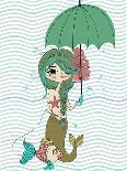 Cute Mermaid with Umbrella-Elena Barenbaum-Art Print