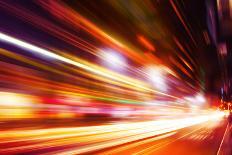 Abstract Image of Speed Motion in the City at Twilight.-Elenamiv-Photographic Print