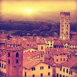 Vintage Image of Lucca at Sunset, Old Town in Tuscany.-Elenamiv-Photographic Print