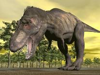 Spinosaurus Dinosaur Hunting a Snake - 3D Render-Elenarts-Art Print