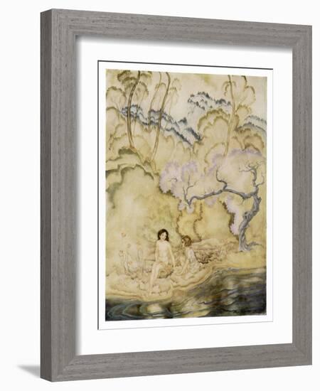 Eleonora in the Valley of the Many Coloured Grass-Arthur Rackham-Framed Art Print