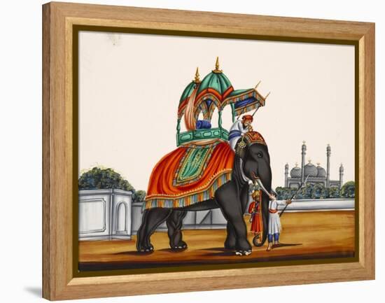 Elephant and a Mosque, from Thanjavur, India-null-Framed Premier Image Canvas