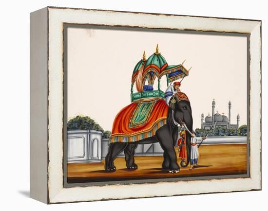 Elephant and a Mosque, from Thanjavur, India-null-Framed Premier Image Canvas