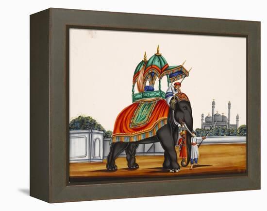 Elephant and a Mosque, from Thanjavur, India-null-Framed Premier Image Canvas