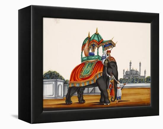 Elephant and a Mosque, from Thanjavur, India-null-Framed Premier Image Canvas