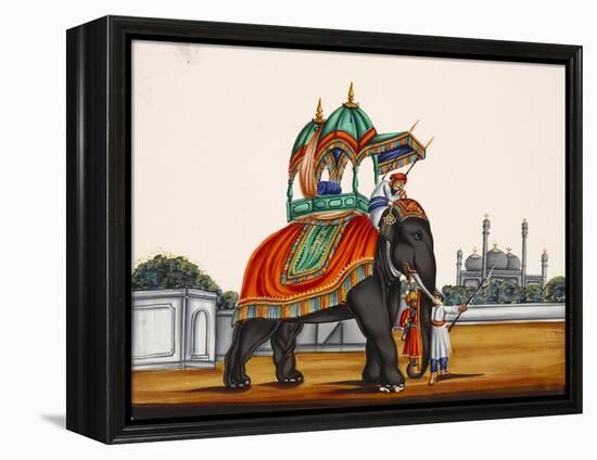 Elephant and a Mosque, from Thanjavur, India-null-Framed Premier Image Canvas