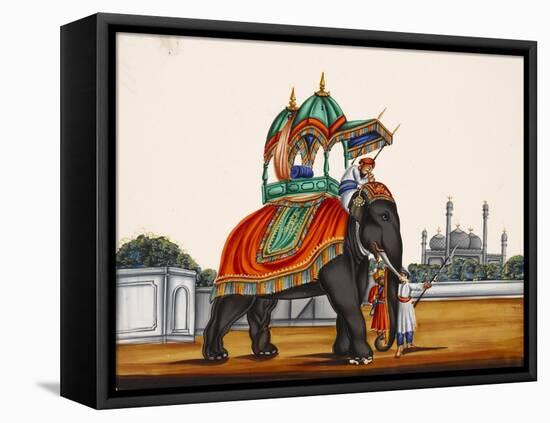 Elephant and a Mosque, from Thanjavur, India-null-Framed Premier Image Canvas