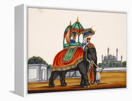 Elephant and a Mosque, from Thanjavur, India-null-Framed Premier Image Canvas