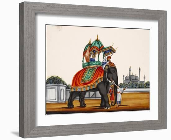 Elephant and a Mosque, from Thanjavur, India-null-Framed Giclee Print