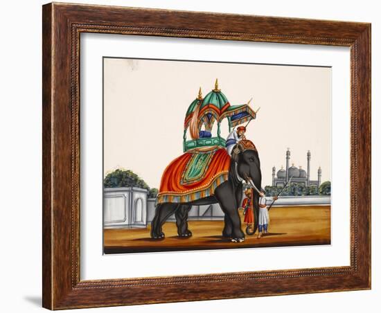 Elephant and a Mosque, from Thanjavur, India-null-Framed Giclee Print