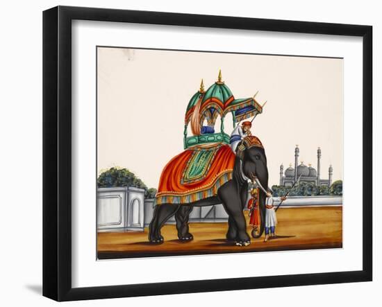 Elephant and a Mosque, from Thanjavur, India-null-Framed Giclee Print