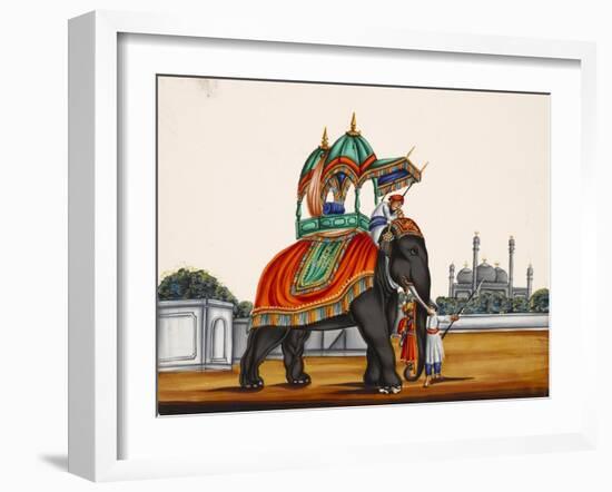 Elephant and a Mosque, from Thanjavur, India-null-Framed Giclee Print