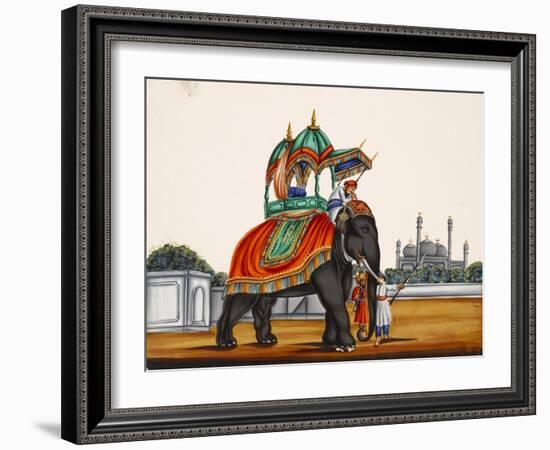 Elephant and a Mosque, from Thanjavur, India-null-Framed Giclee Print