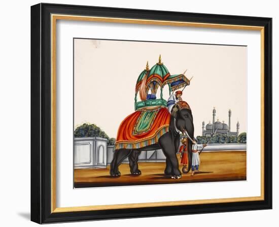 Elephant and a Mosque, from Thanjavur, India-null-Framed Giclee Print