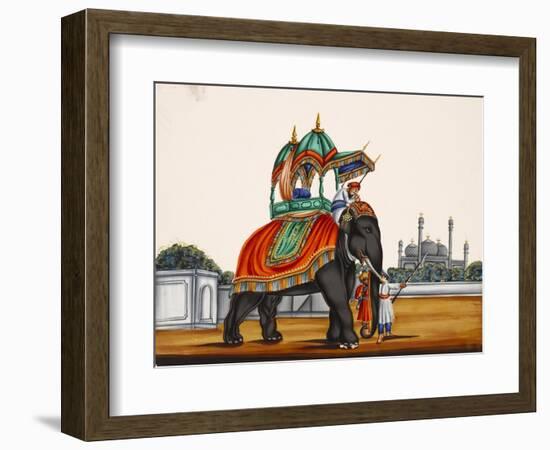 Elephant and a Mosque, from Thanjavur, India-null-Framed Premium Giclee Print