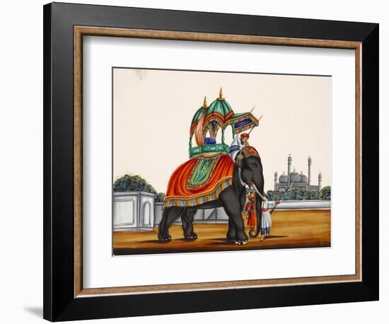 Elephant and a Mosque, from Thanjavur, India-null-Framed Premium Giclee Print