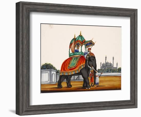 Elephant and a Mosque, from Thanjavur, India-null-Framed Giclee Print