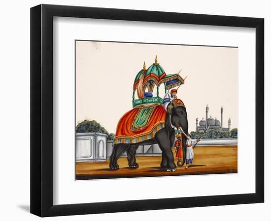 Elephant and a Mosque, from Thanjavur, India--Framed Giclee Print