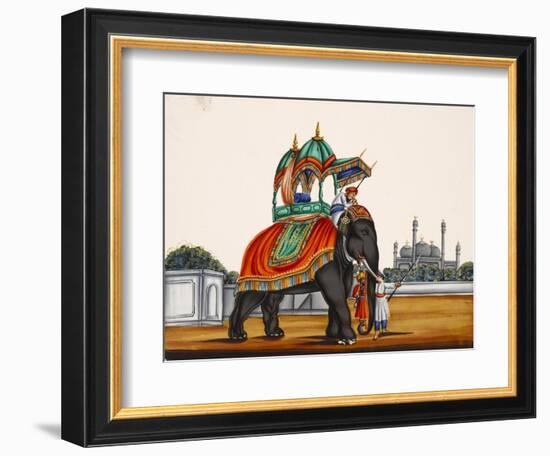 Elephant and a Mosque, from Thanjavur, India--Framed Giclee Print