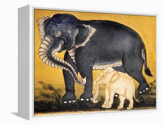 Elephant and Calf, Page from a Manuscript on Elephant Training-null-Framed Premier Image Canvas