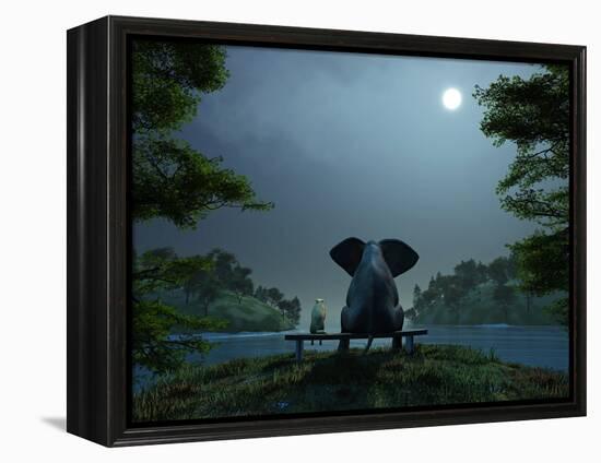 Elephant and Dog Meditate at Summer Night-Mike_Kiev-Framed Premier Image Canvas