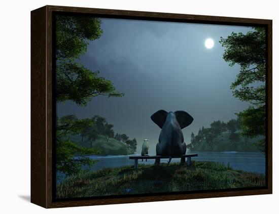 Elephant and Dog Meditate at Summer Night-Mike_Kiev-Framed Premier Image Canvas