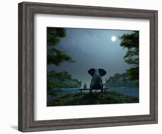 Elephant and Dog Meditate at Summer Night-Mike_Kiev-Framed Photographic Print