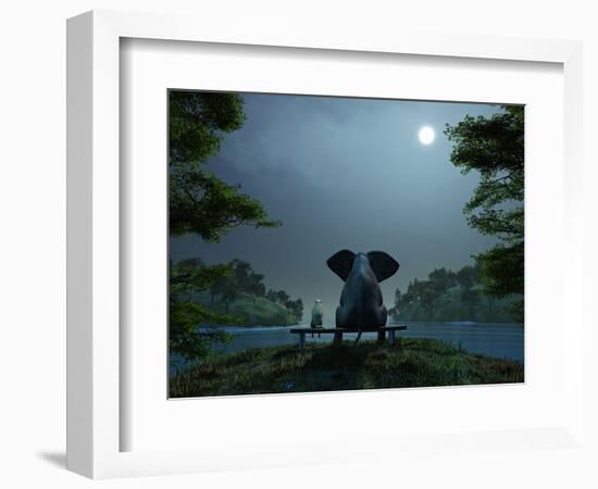 Elephant and Dog Meditate at Summer Night-Mike_Kiev-Framed Photographic Print