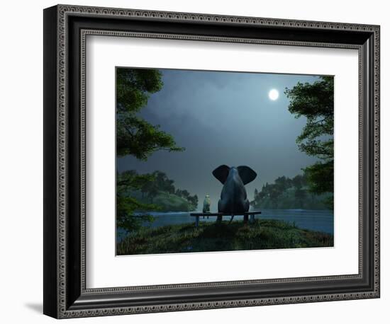 Elephant and Dog Meditate at Summer Night-Mike_Kiev-Framed Photographic Print