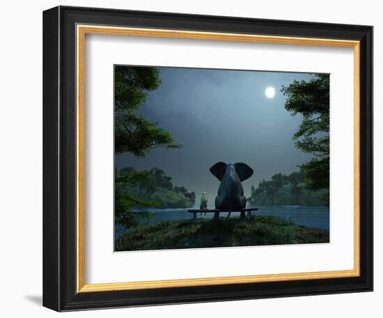 Elephant and Dog Meditate at Summer Night-Mike_Kiev-Framed Photographic Print