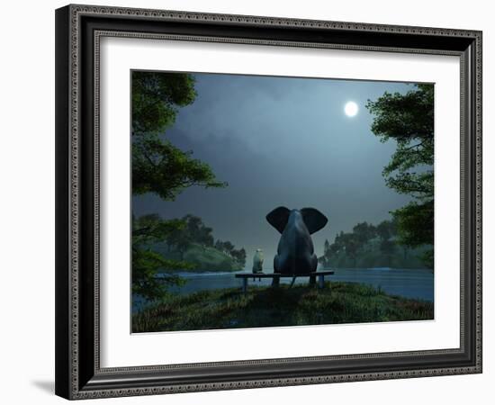 Elephant and Dog Meditate at Summer Night-Mike_Kiev-Framed Photographic Print