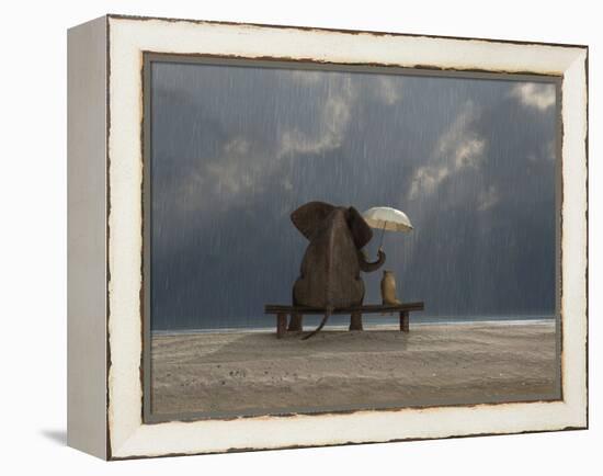 Elephant And Dog Sit Under The Rain-Mike_Kiev-Framed Premier Image Canvas