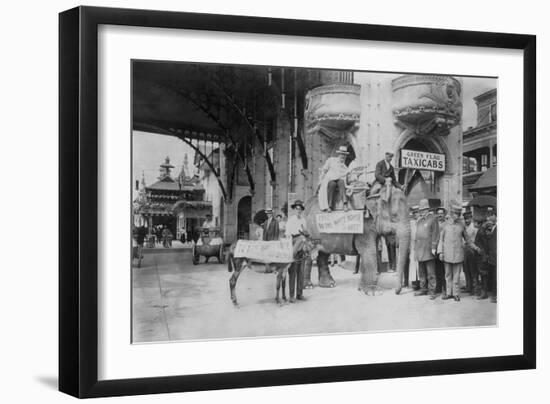 Elephant and Donkey in Luna Park-null-Framed Art Print