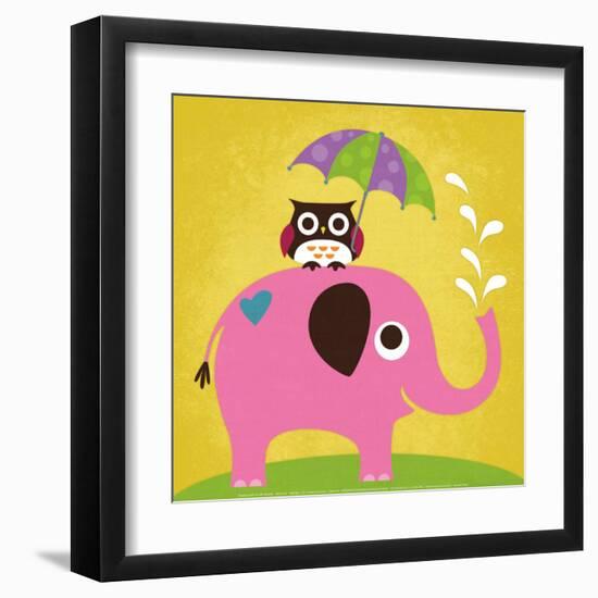 Elephant and Owl with Umbrella-Nancy Lee-Framed Art Print