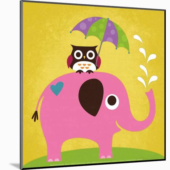 Elephant and Owl with Umbrella-Nancy Lee-Mounted Art Print