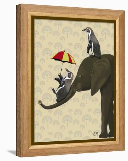 Elephant and Penguins-Fab Funky-Framed Stretched Canvas