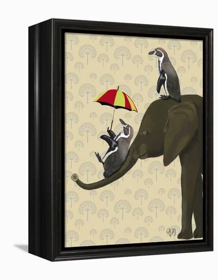 Elephant and Penguins-Fab Funky-Framed Stretched Canvas