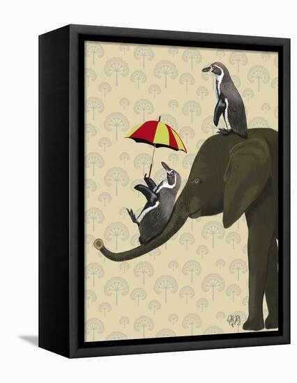 Elephant and Penguins-Fab Funky-Framed Stretched Canvas