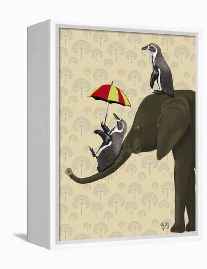 Elephant and Penguins-Fab Funky-Framed Stretched Canvas